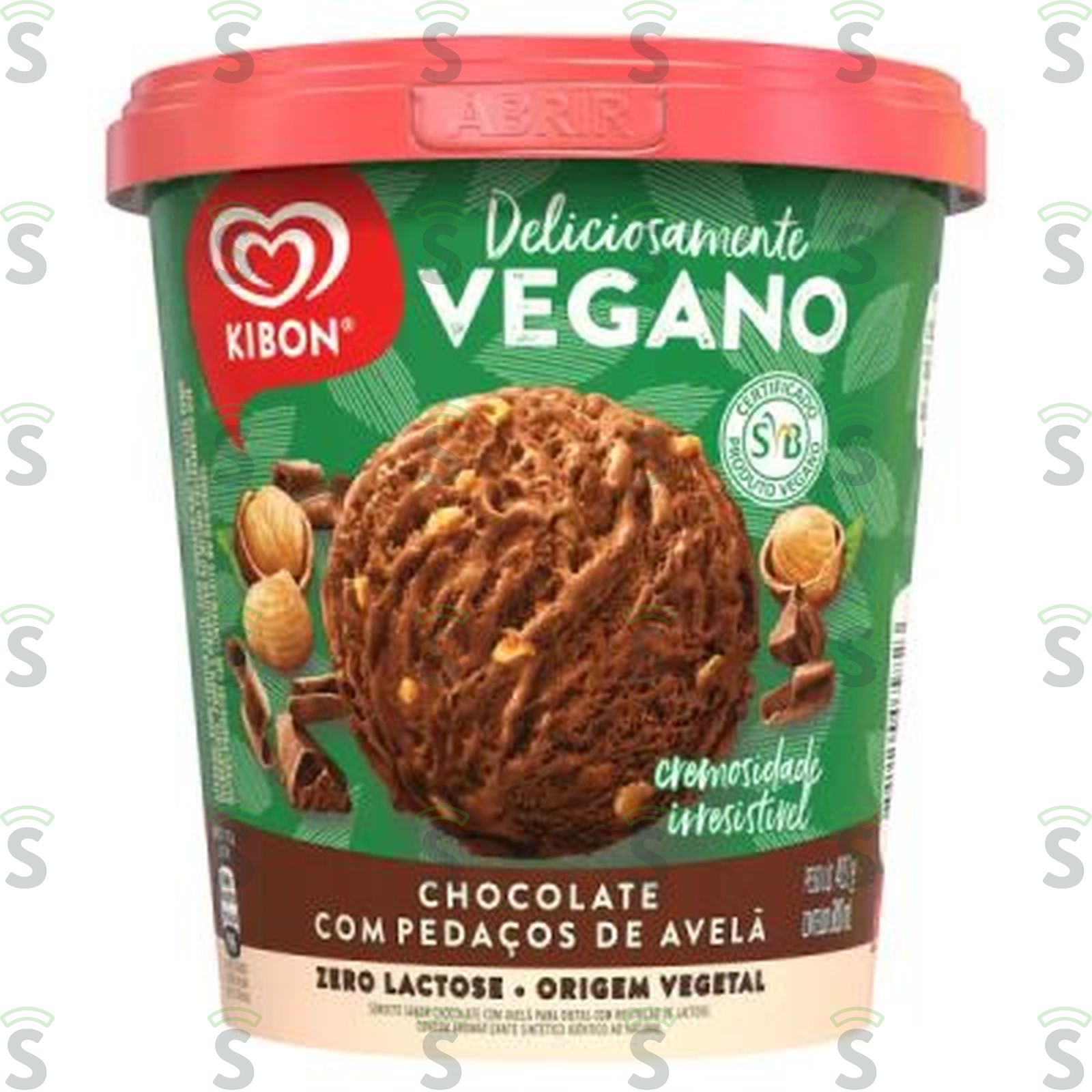 Sorvete Vegano Chocolate com Pedaços de Avelã Zero Lactose Kibon Pote 800ML