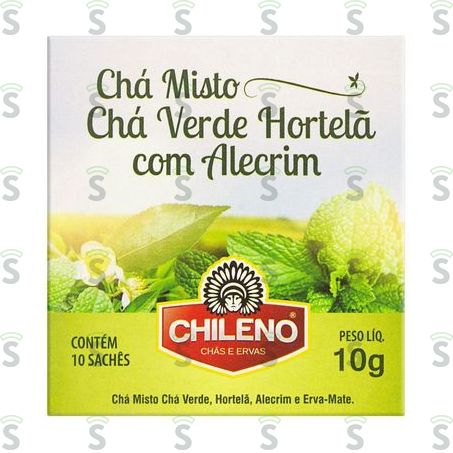  Chá Misto Chileno Chá Verde, Hortelã, Alecrim e Erva-mate Caixa Com 10un - 10gr