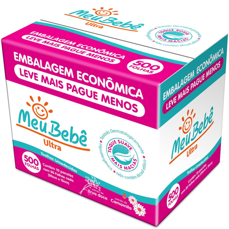 Toalhinha Umedecida Meu Bebê Ultra - Com 500 Unidades - Leve Mais, Pague Menos