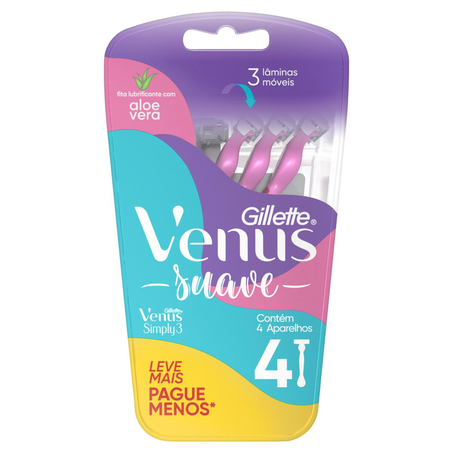 Aparelho Venus Gillette Com 4 Aparelhos - Suave - Leve Mais, Pague Menos