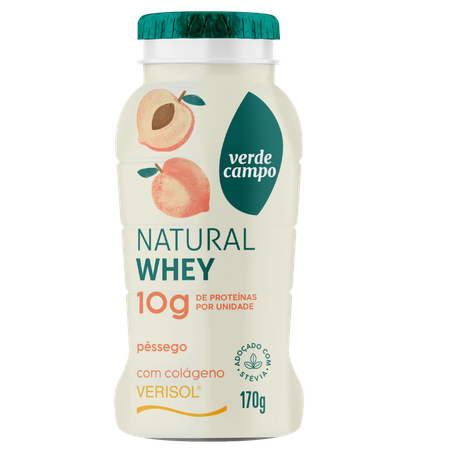 Iogurte Desnatado Verde Campo 10g Proteínas Zero Lactose Pêssego Garrafinha 170g 
 