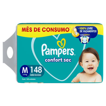 Fralda Pampers Confort Sec - Jumbo Tam. M - Com 148 Fraldas