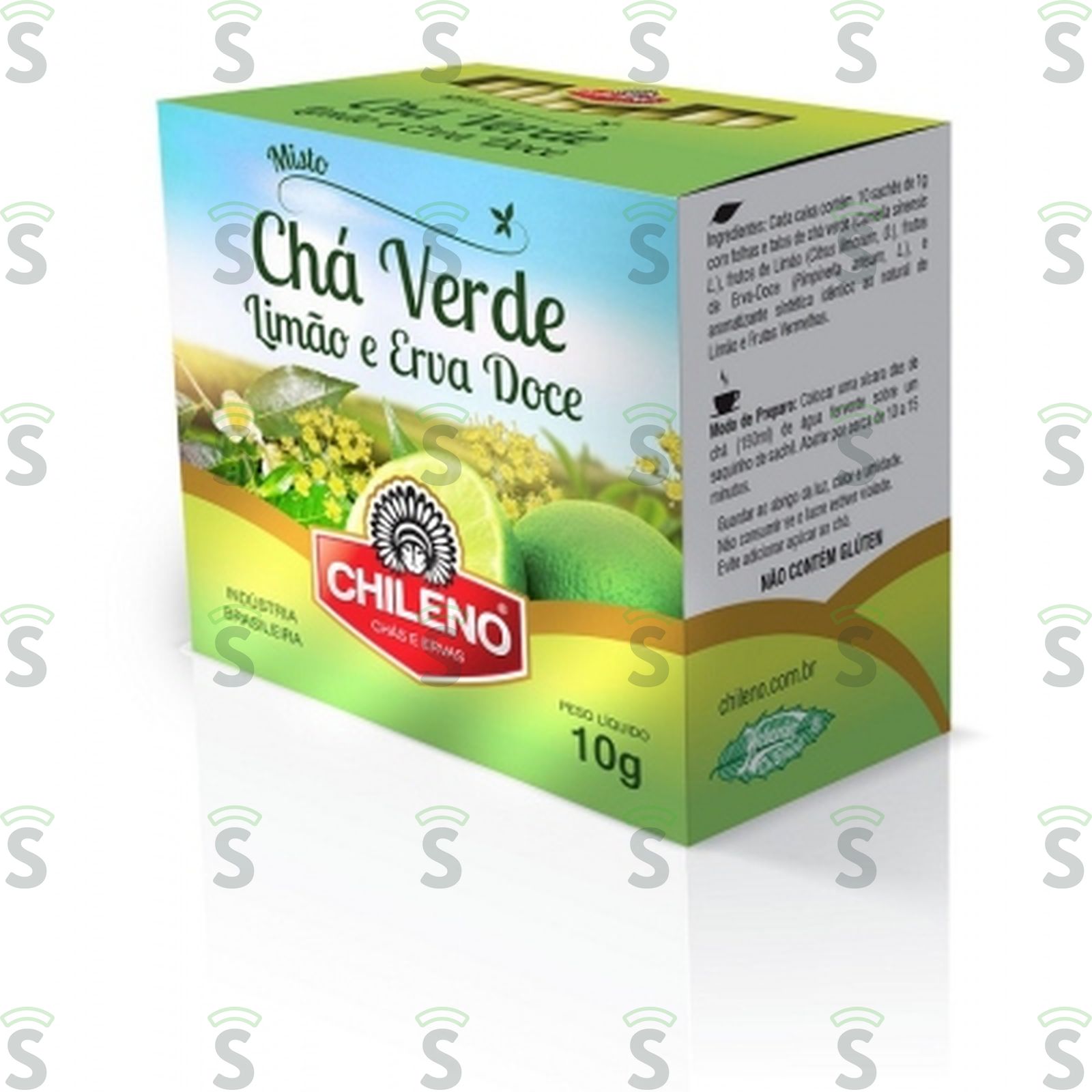 Chá Misto Chileno Chá Verde, Limão, Erva Doce e Erva-Mate Caixa com 10un - 10gr