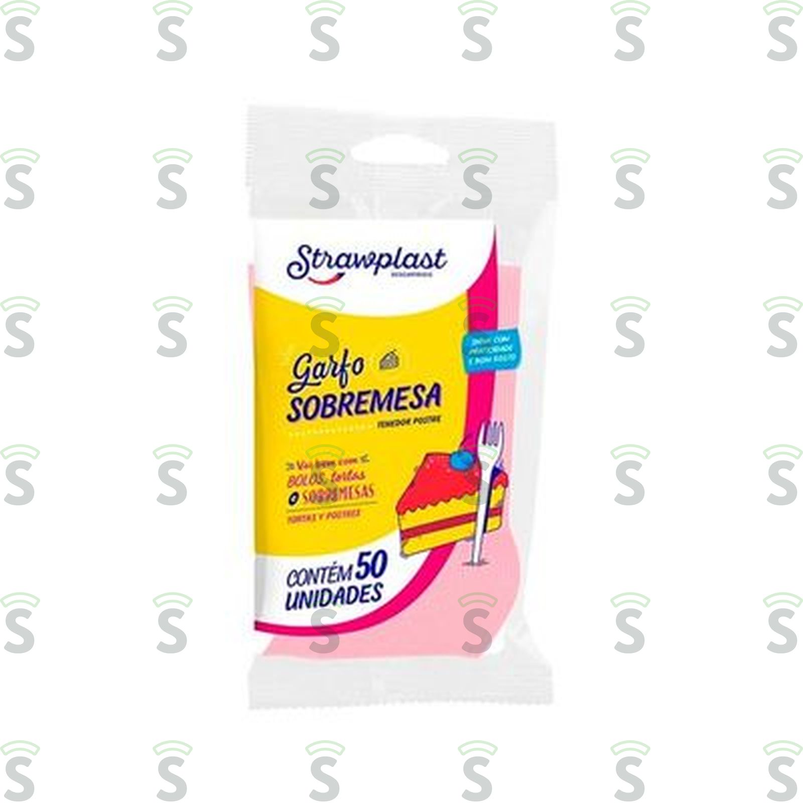 Garfo Descartável Rosa Festa Strawplast Comidades 50UN