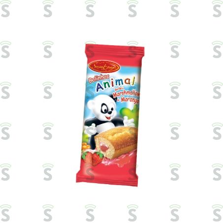  Bolinho Santa Edwiges Animal Morango Marshmallow Embalagem 40g