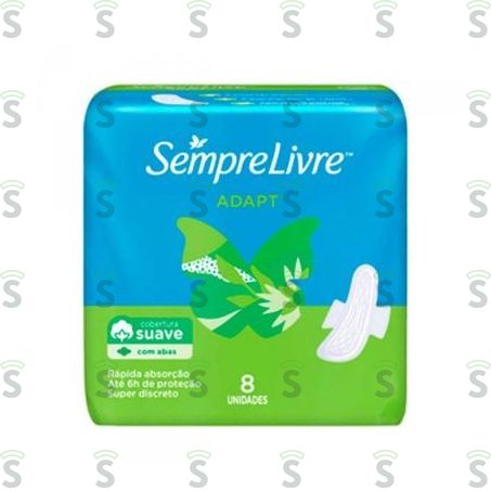  Absorvente Sempre Livre Adapt Suave Com Abas Pacote 8un