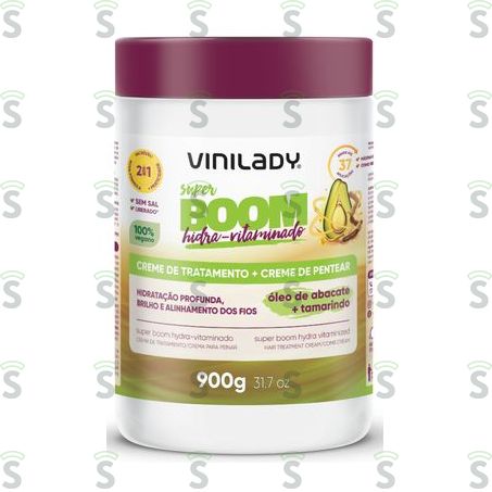  Creme de Tratamento + Creme de Pentear Vinilady Super Boom Hidra-vitaminado Pote 900gr