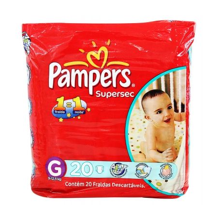 FRALDAS PAMPERS SUPERSEC BASIC MEGA TAM G COM 34UN
