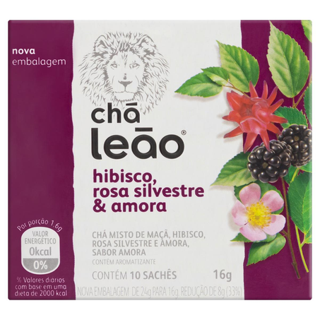 Chá Leão 16g - Silvestre - Hibisco, Rosa Silvestre e Amora - Com 10 saquinhos